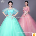 Fashionable Middle-length Sleeves Party Prom Light Blue Ball Gown Wedding Dress